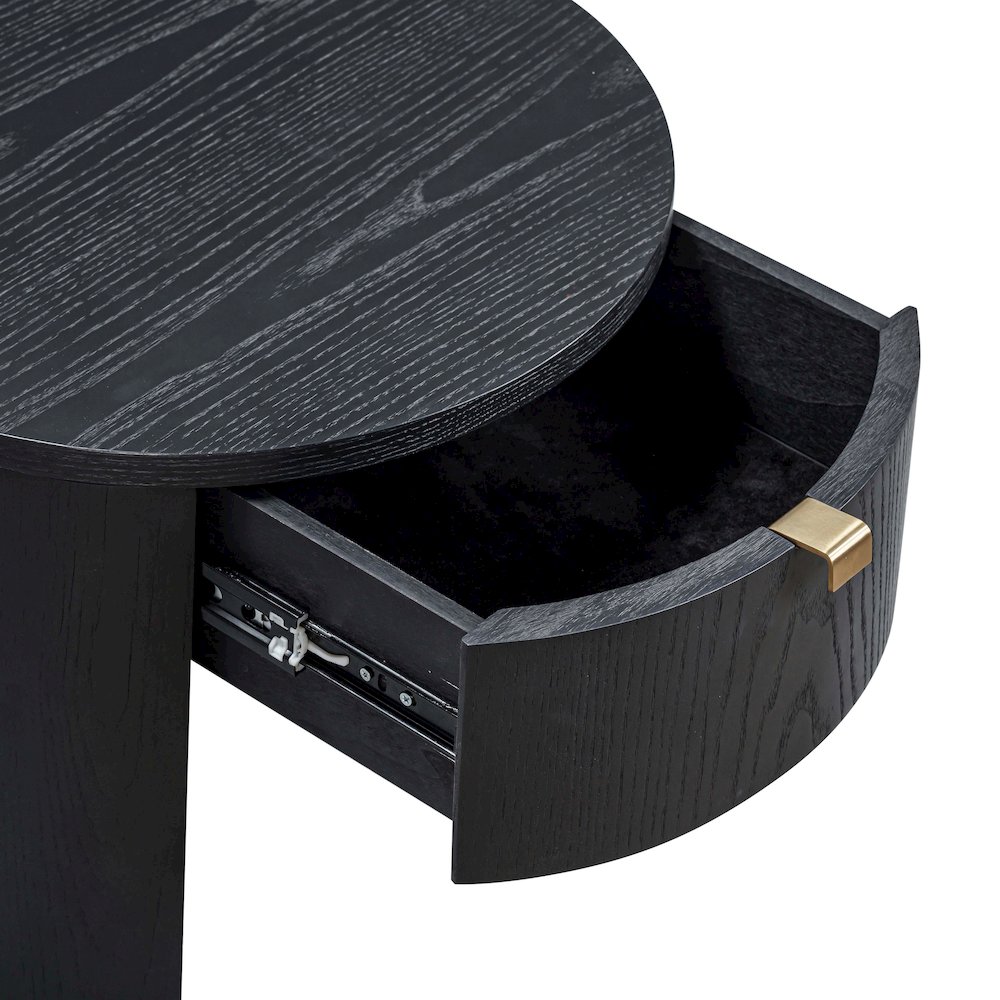 Marlow Black Wood Round Nightstand. Picture 7
