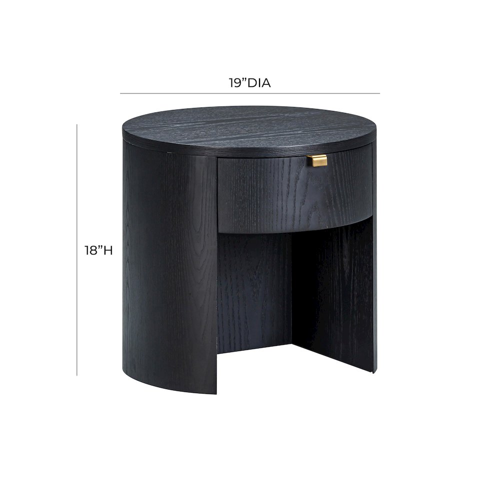 Marlow Black Wood Round Nightstand. Picture 8