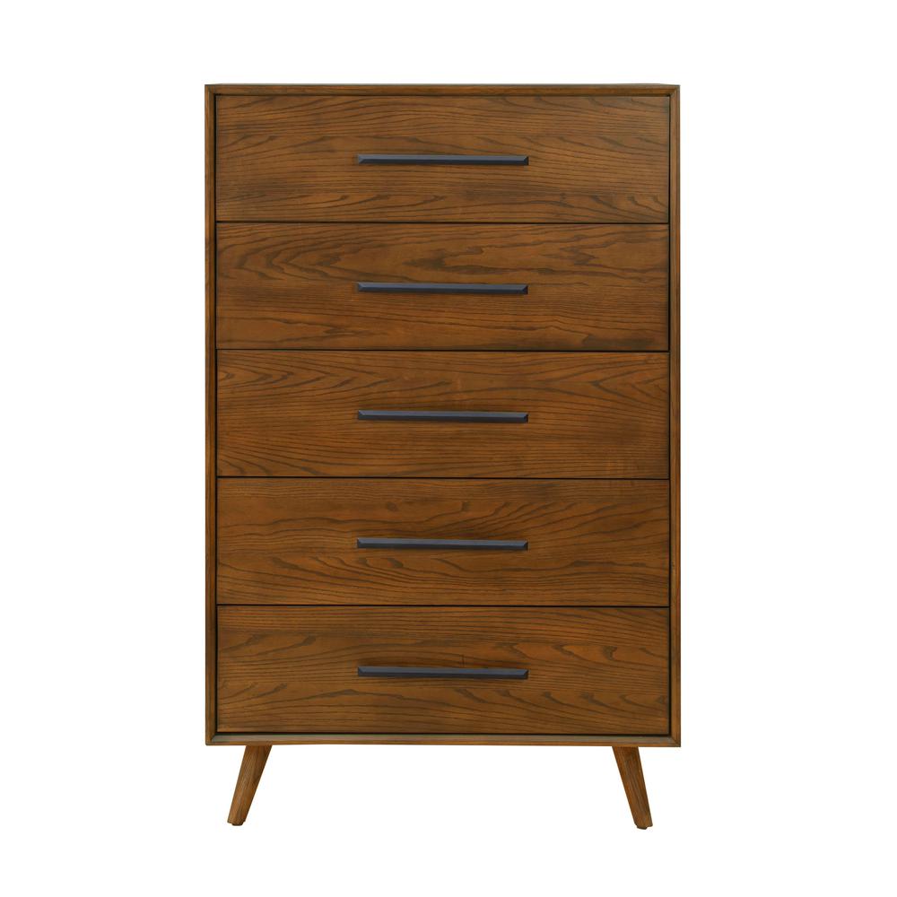 Emery Pecan 5 Drawer Chest. Picture 2