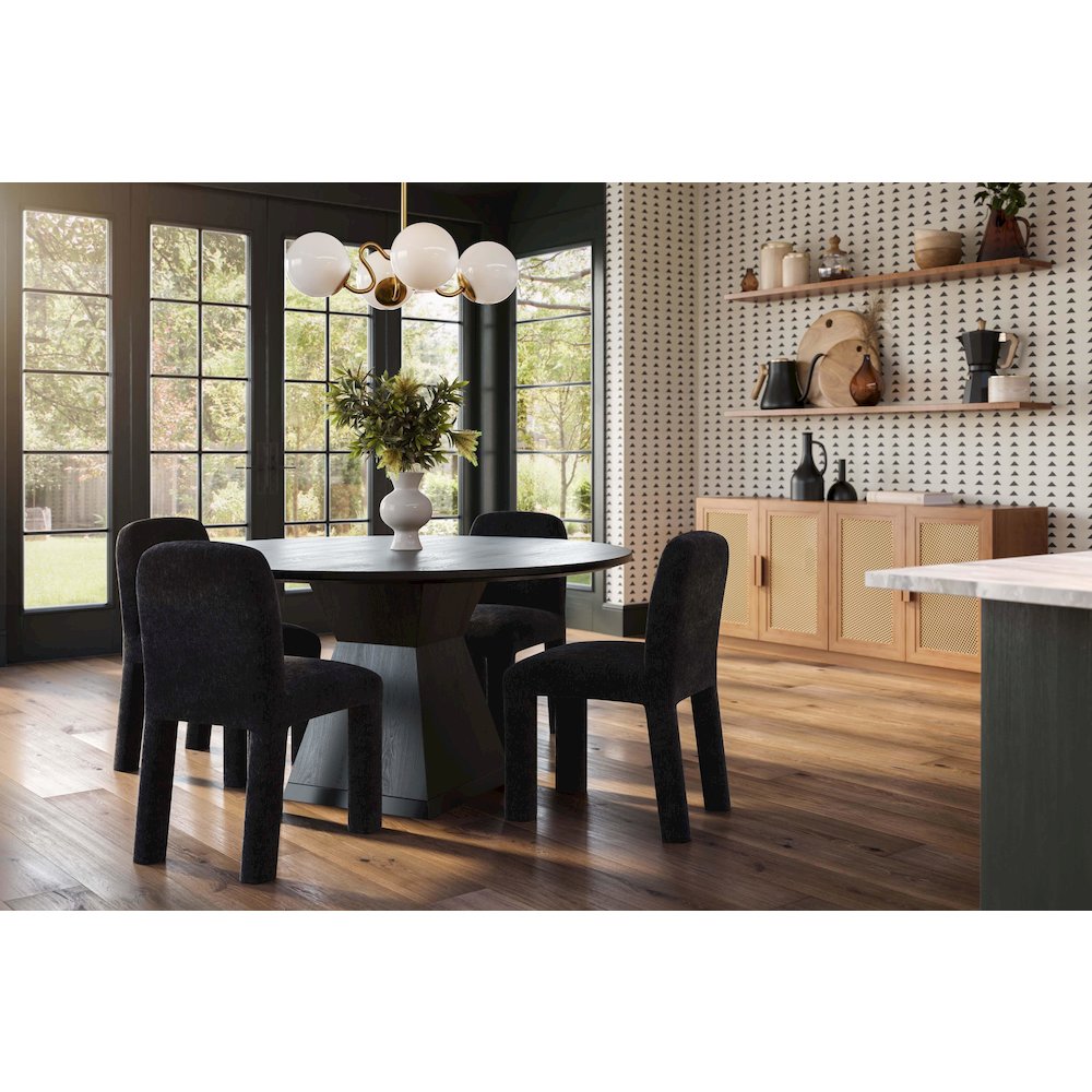 Nolan Black Round Wood Dining Table. Picture 2
