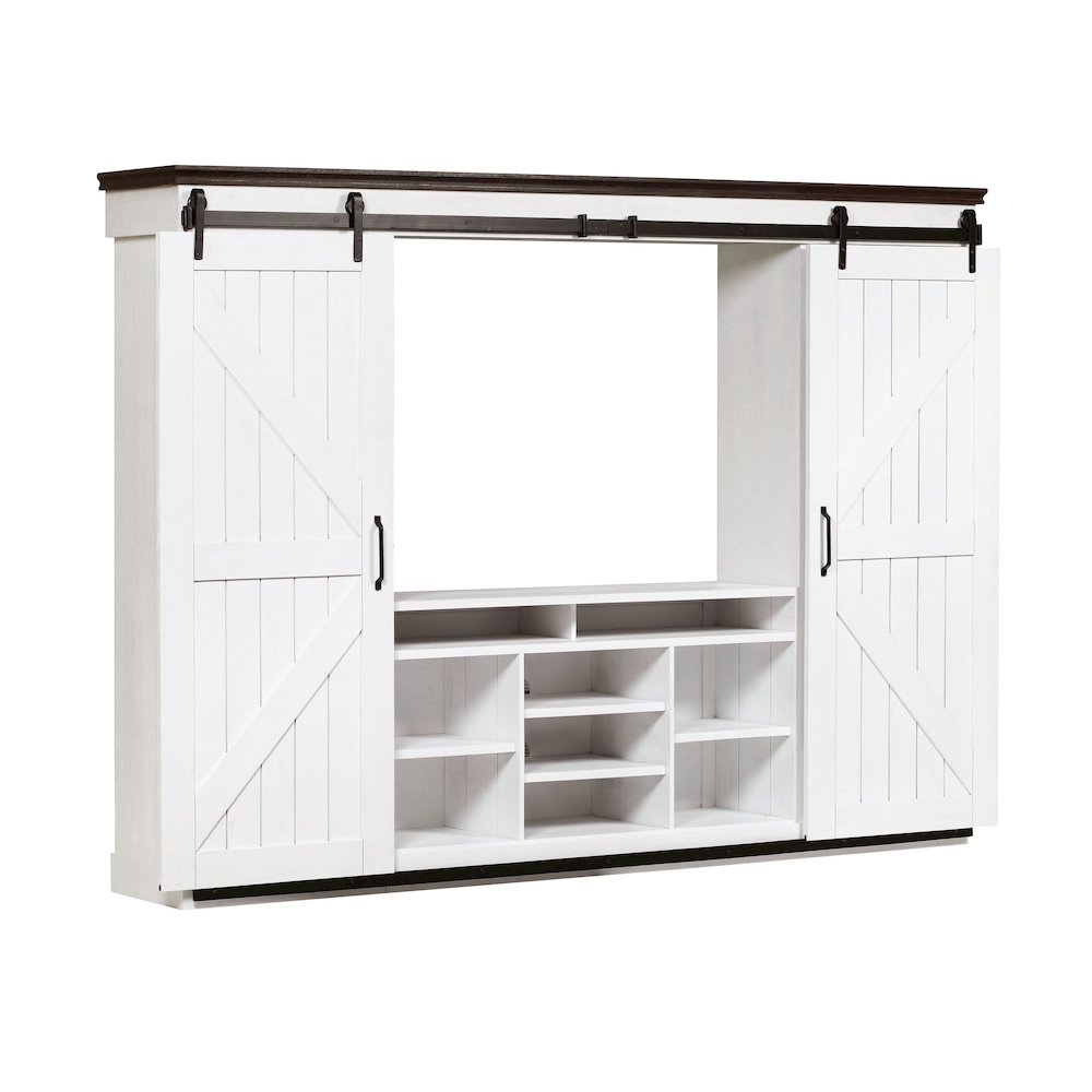 Harrison Distressed White Entertainment Center. Picture 4