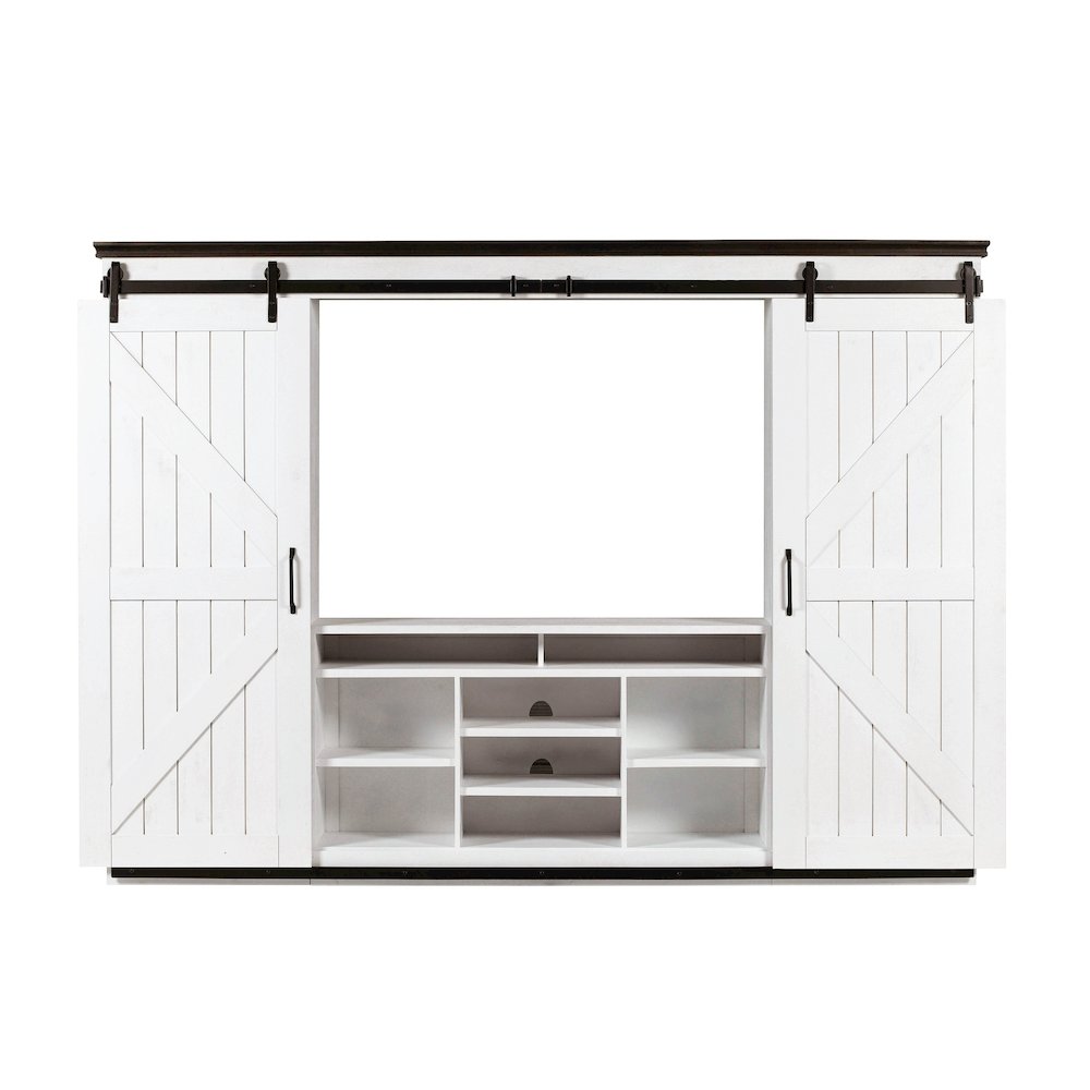 Harrison Distressed White Entertainment Center. Picture 5