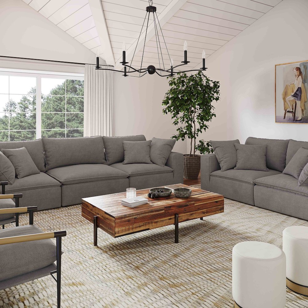 Cali Slate Performance Fabric Modular Loveseat. Picture 2