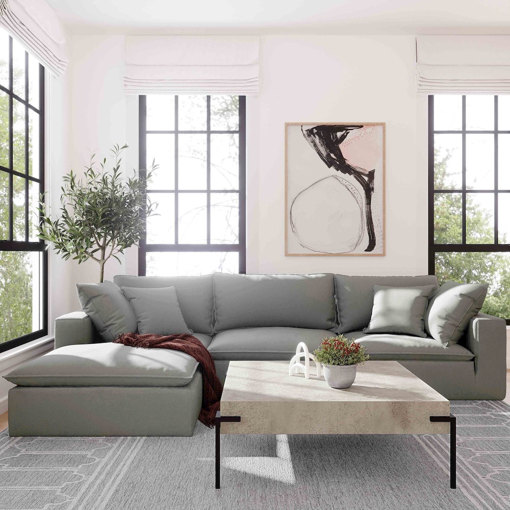 Cali Slate Performance Fabric Modular 4 Piece Sectional. Picture 6