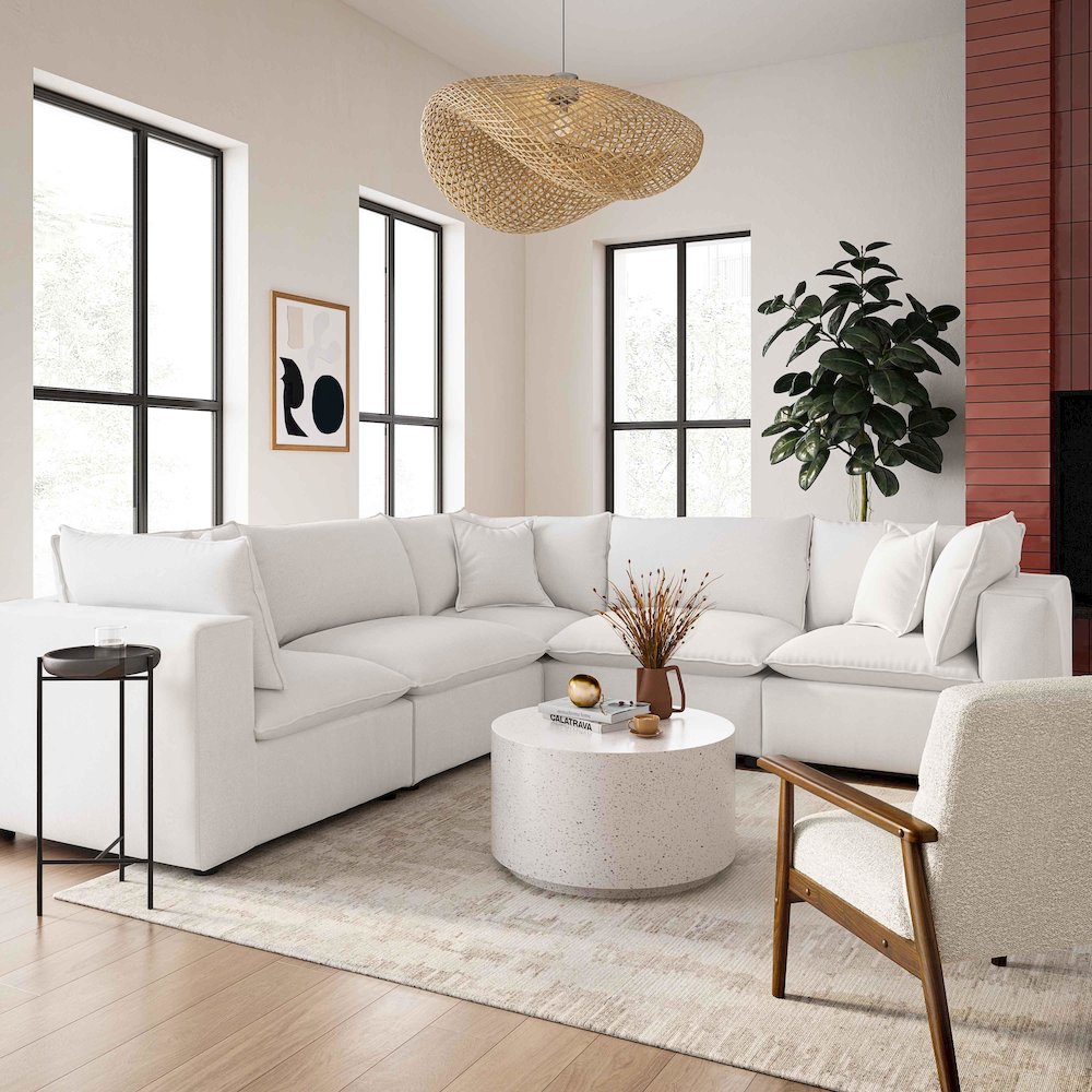 Cali Pearl Performance Fabric Modular L-Sectional. Picture 2