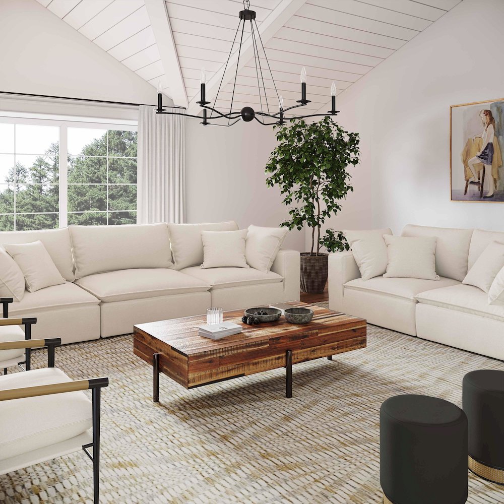 Cali Natural Performance Fabric Modular Loveseat. Picture 2