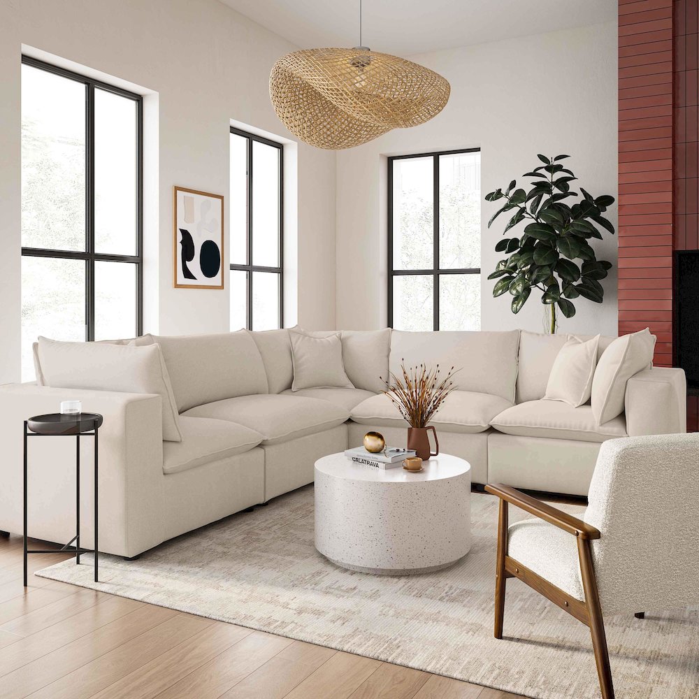 Cali Natural Performance Fabric Modular L-Sectional. Picture 2