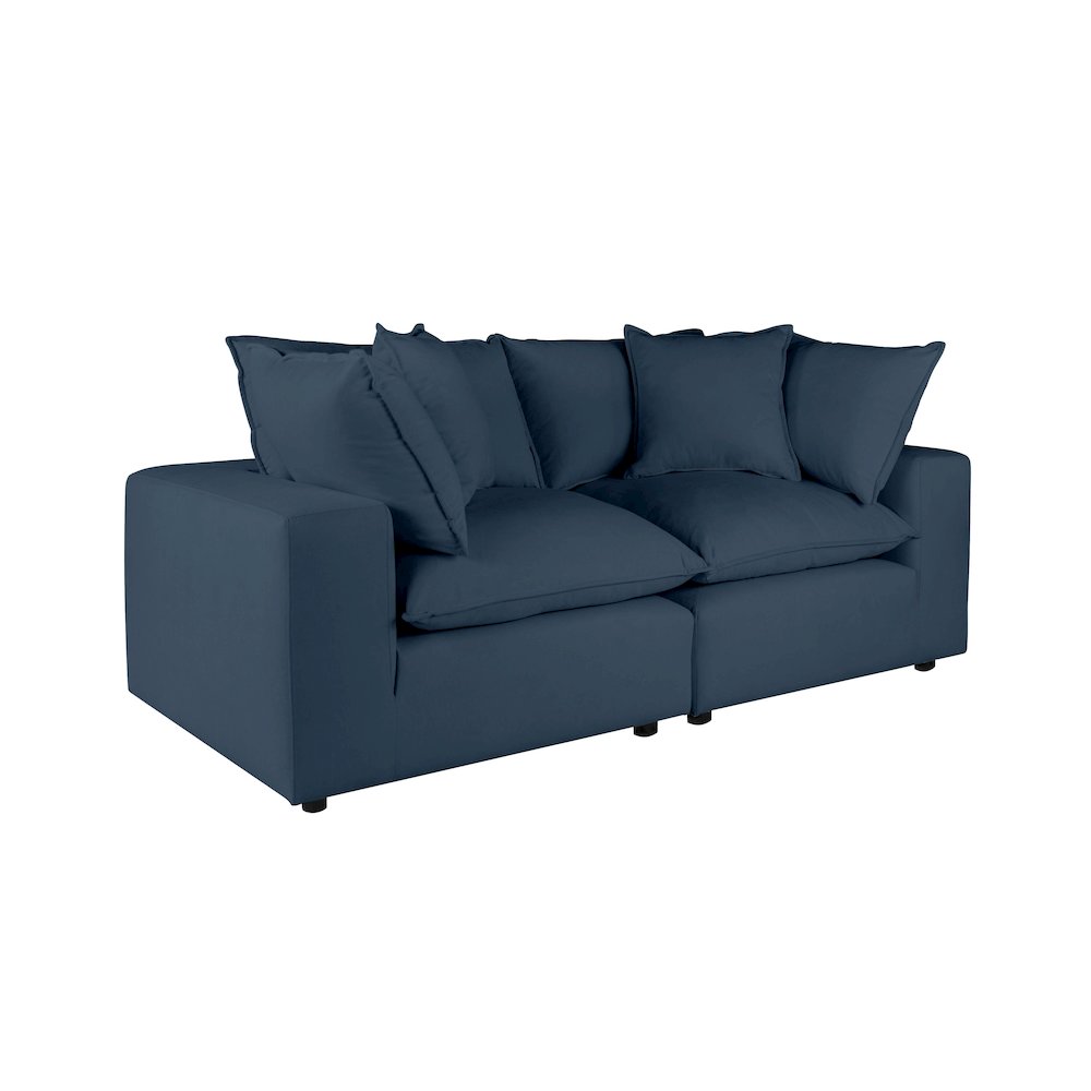 Cali Navy Performance Fabric Modular Loveseat. Picture 1