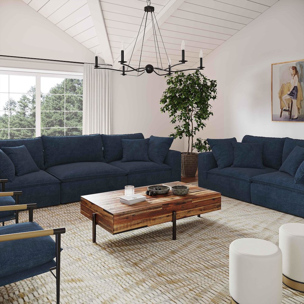 Cali Navy Performance Fabric Modular Loveseat. Picture 2