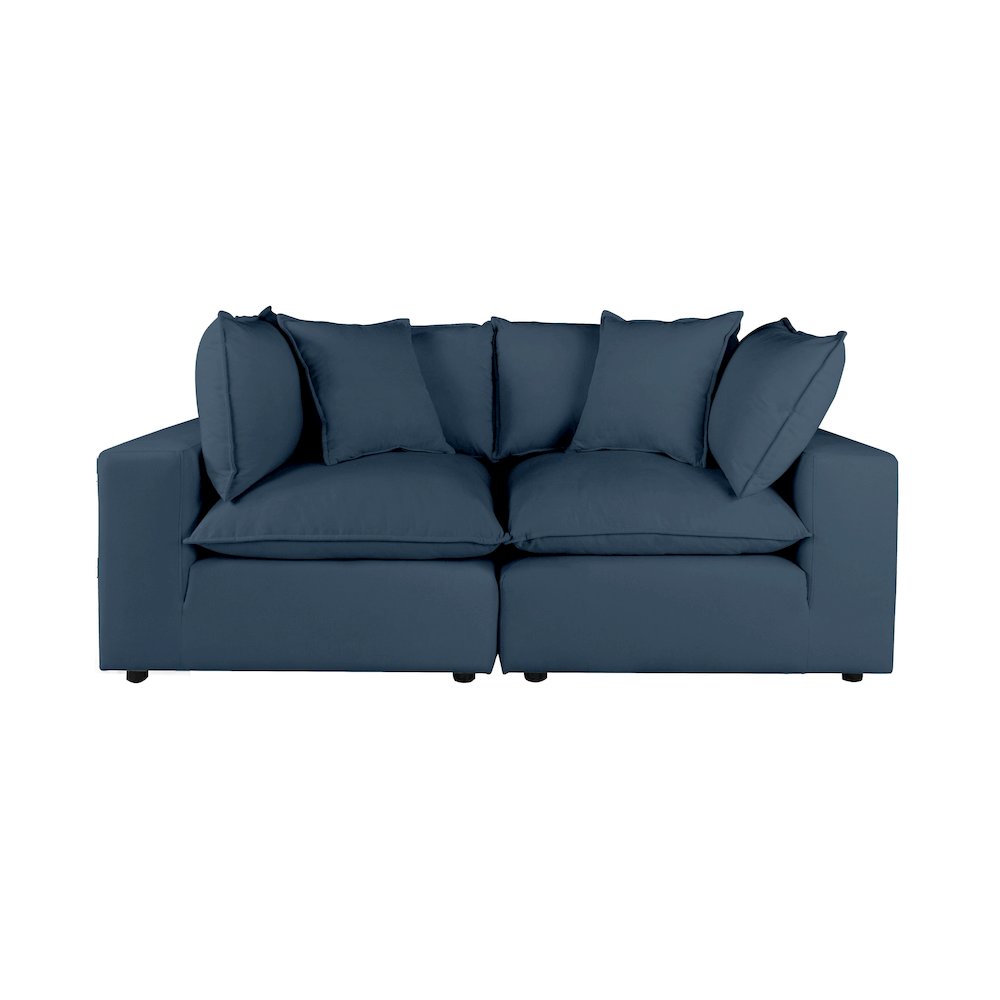 Cali Navy Performance Fabric Modular Loveseat. Picture 3