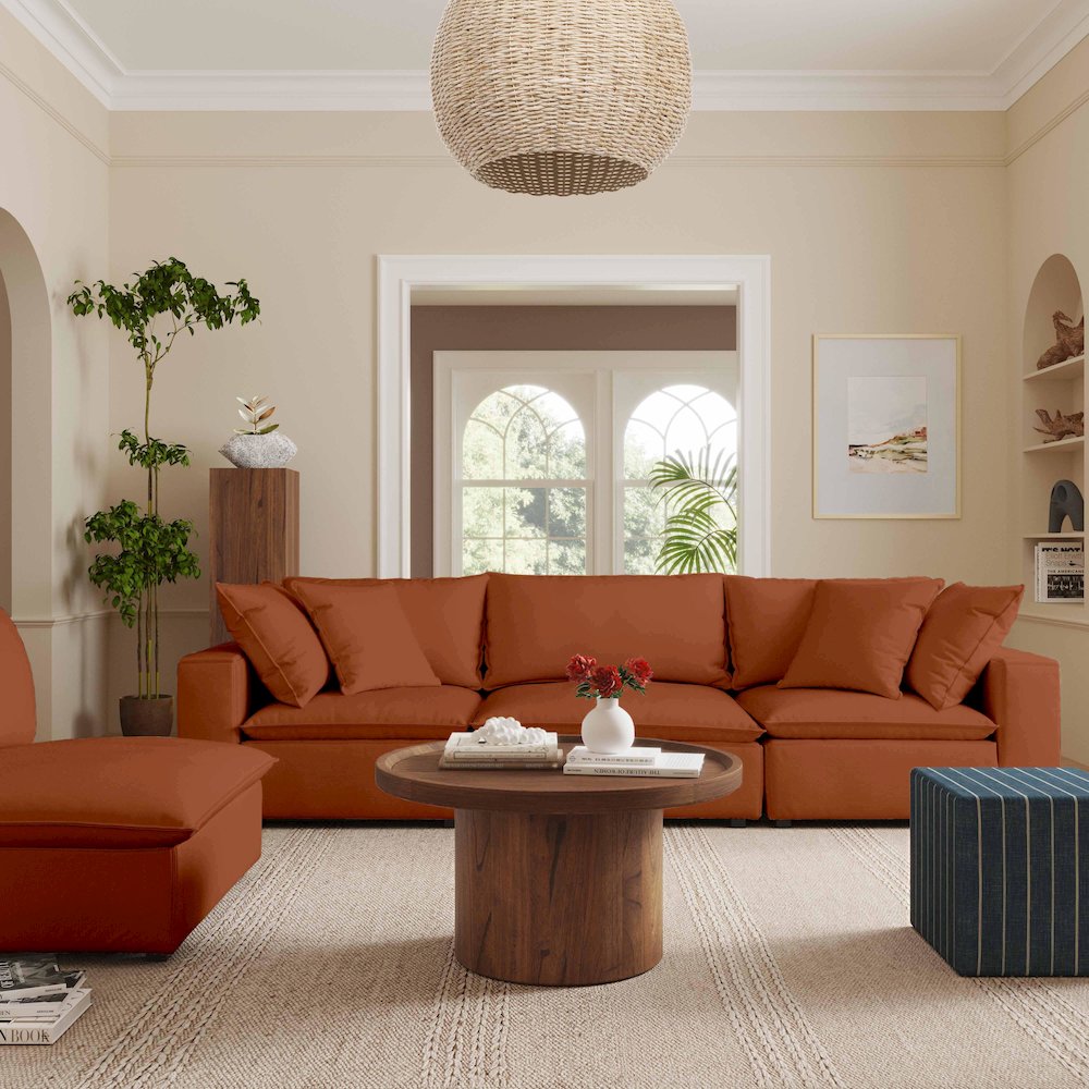 Cali Rust Performance Fabric Modular Sofa. Picture 2