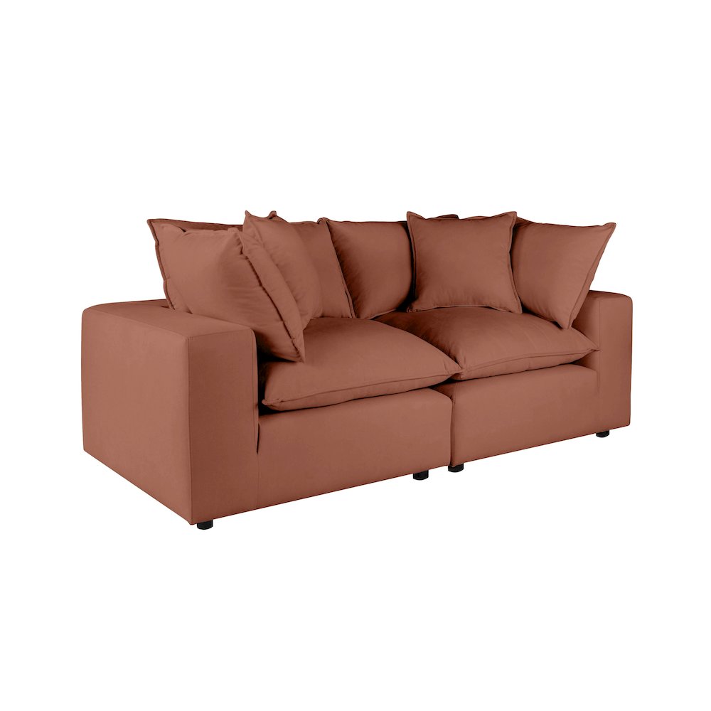 Cali Rust Performance Fabric Modular Loveseat. Picture 1