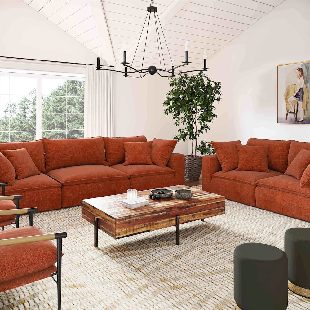 Cali Rust Performance Fabric Modular Loveseat. Picture 2