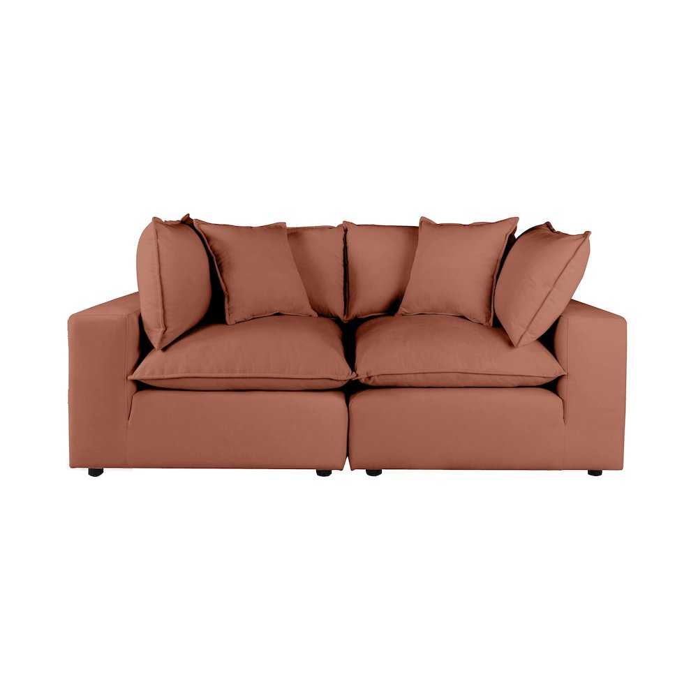 Cali Rust Performance Fabric Modular Loveseat. Picture 3