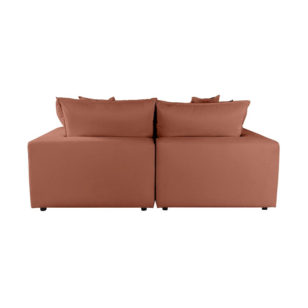 Cali Rust Performance Fabric Modular Loveseat. Picture 6