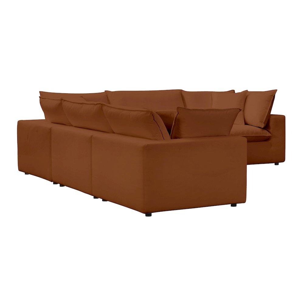 Cali Rust Performance Fabric Modular L-Sectional. Picture 4