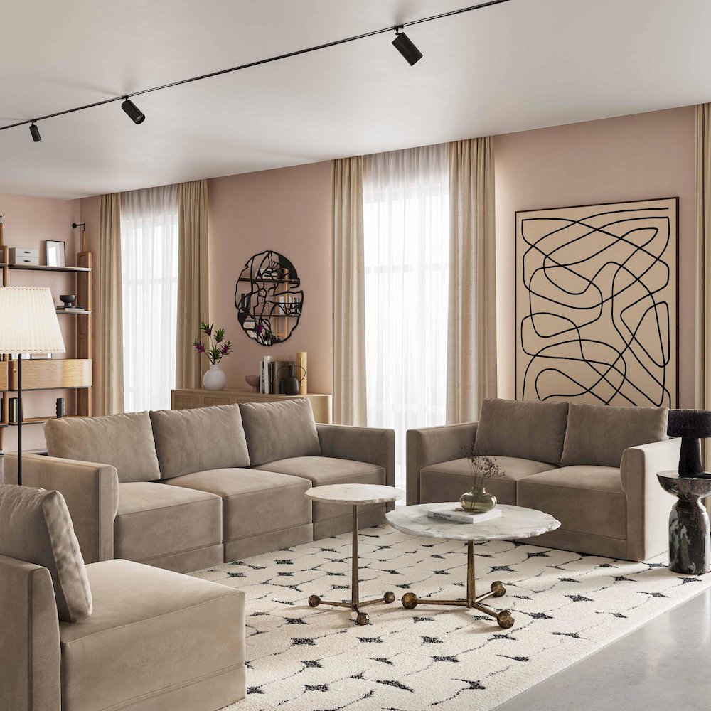Willow Taupe Modular Loveseat. Picture 2