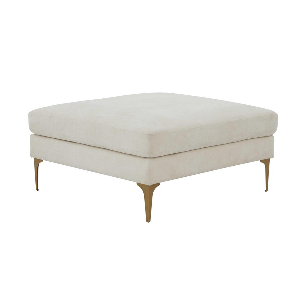 Serena Cream Velvet Ottoman. Picture 1