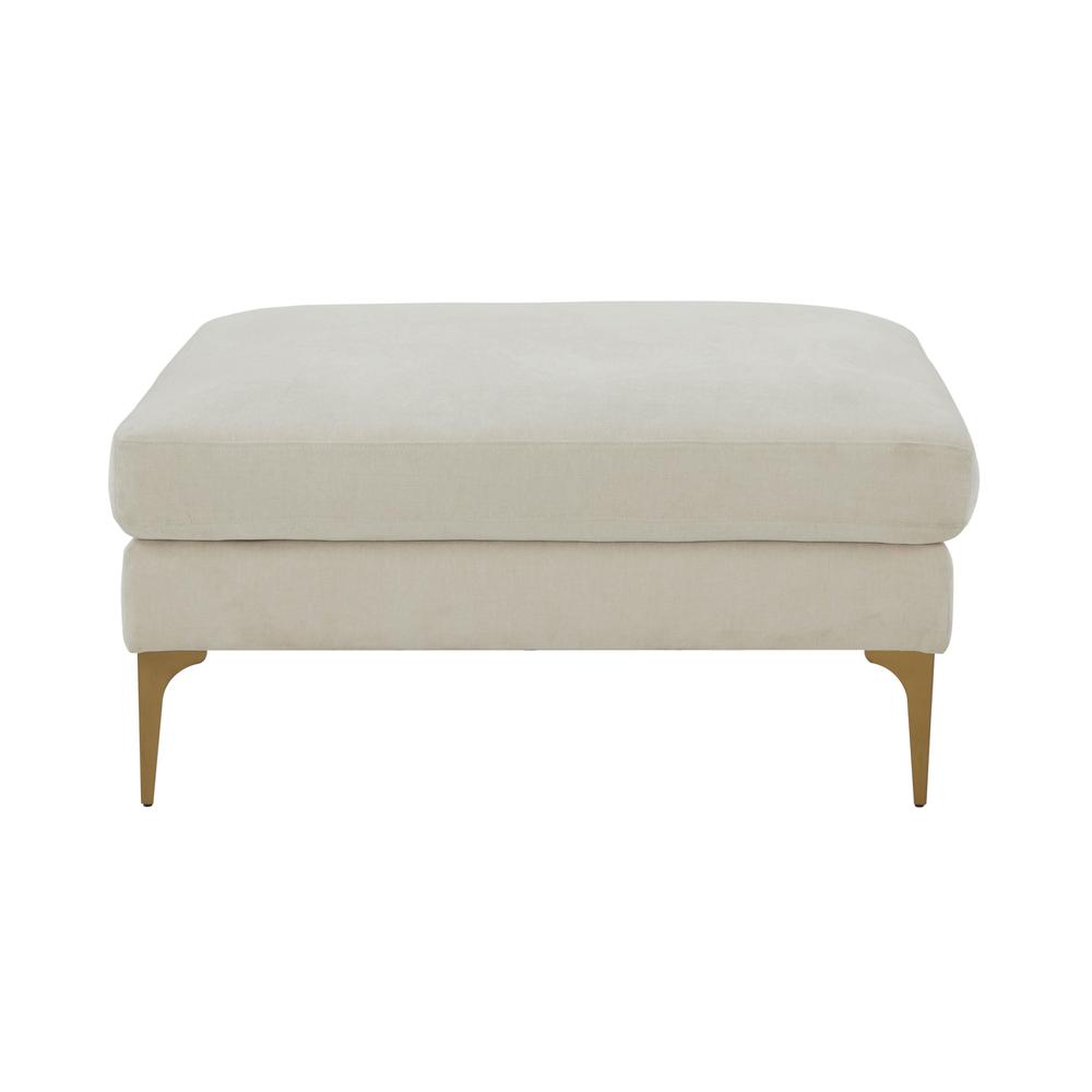 Serena Cream Velvet Ottoman. Picture 2