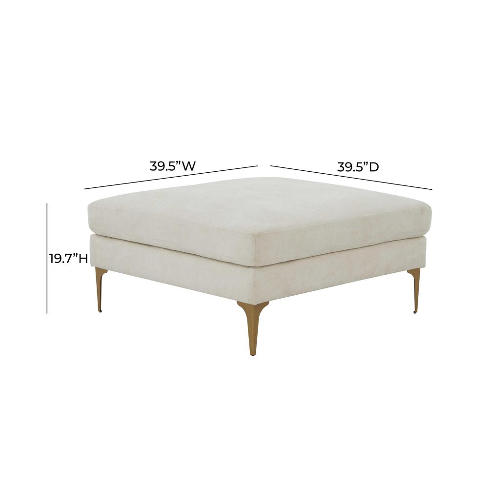 Serena Cream Velvet Ottoman. Picture 4