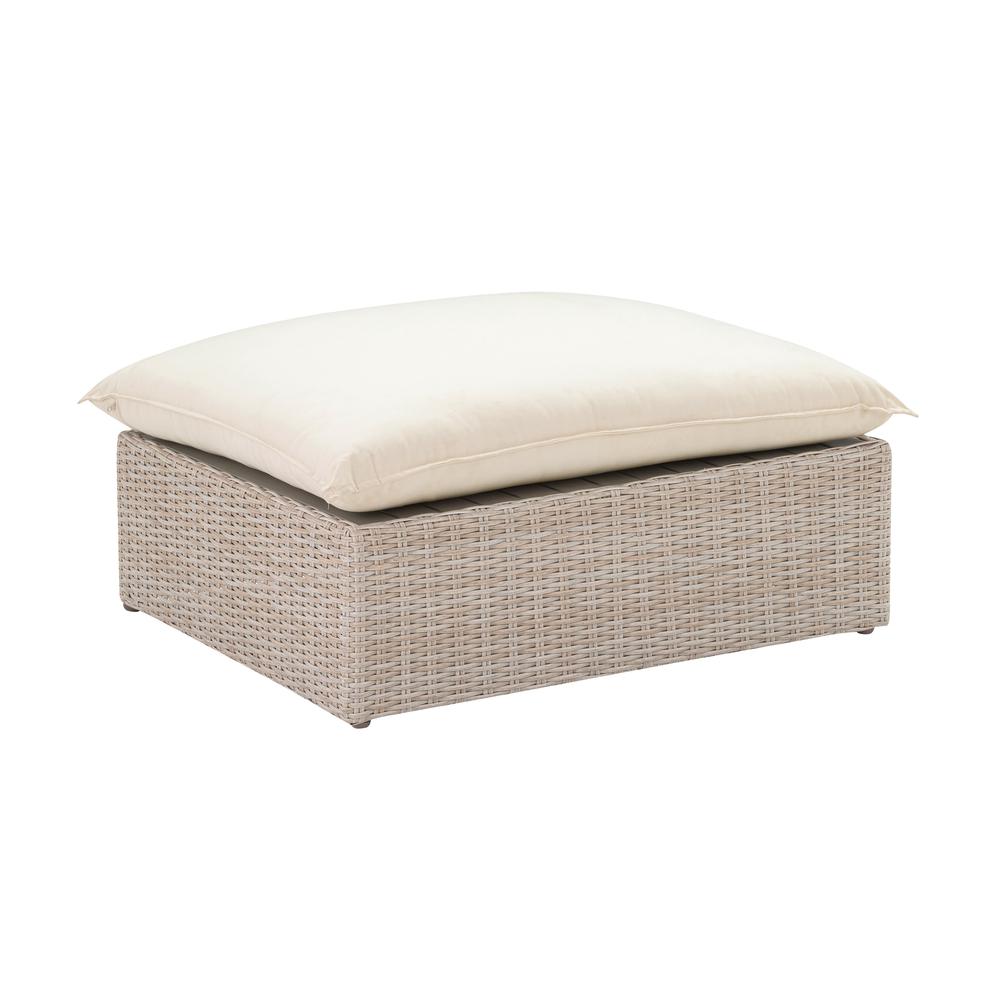 Cali Natural Wicker Outdoor Ottoman. Picture 1