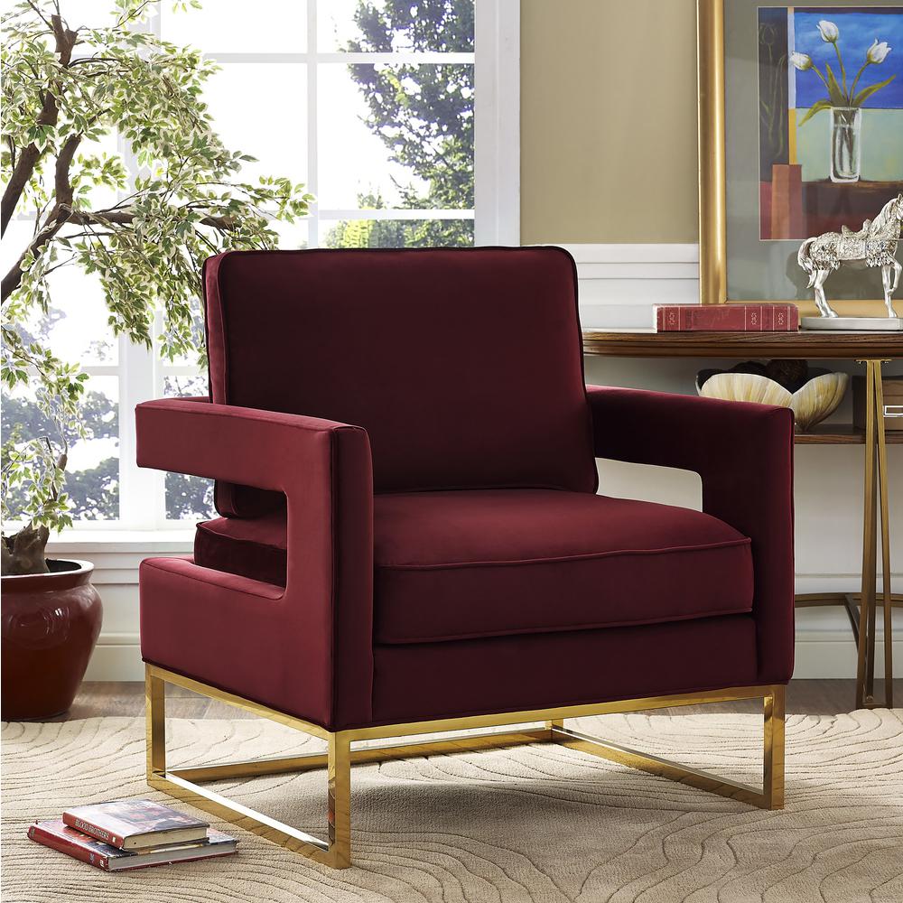 Avery Maroon Velvet Chair. Picture 8