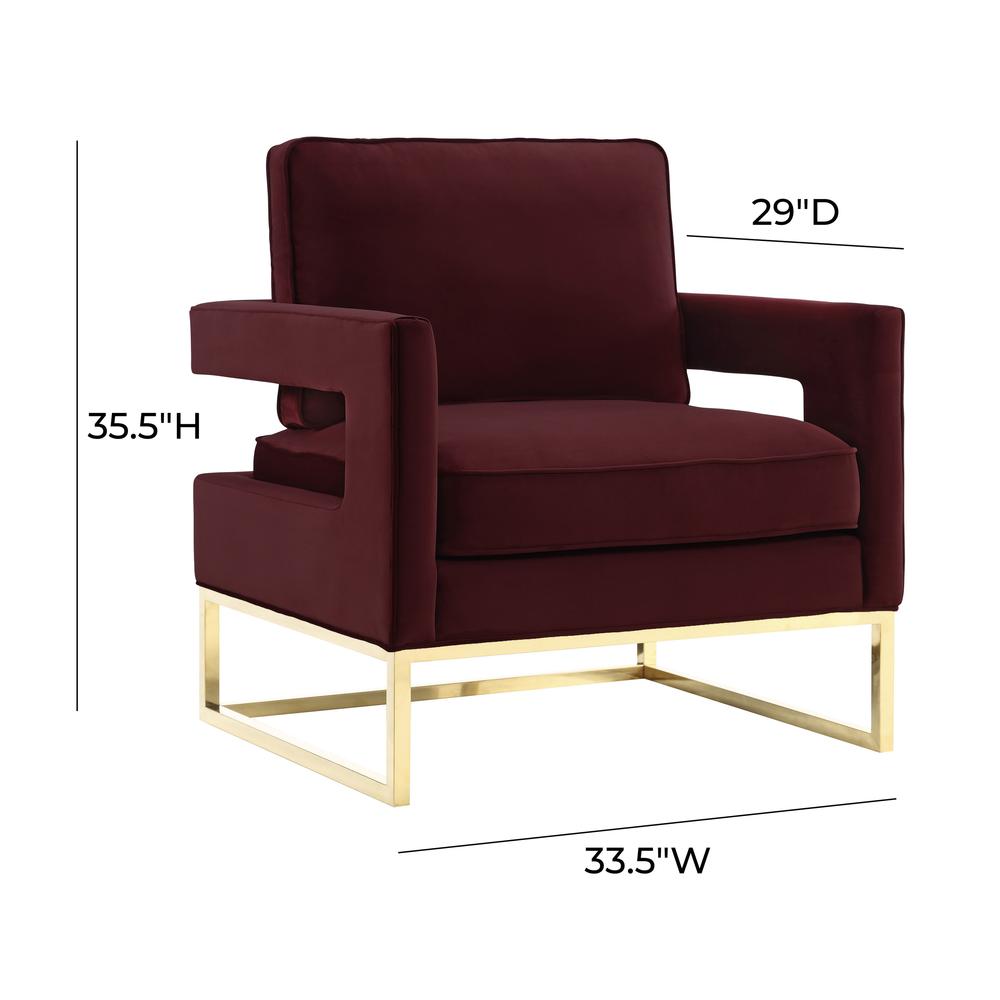 Avery Maroon Velvet Chair. Picture 6