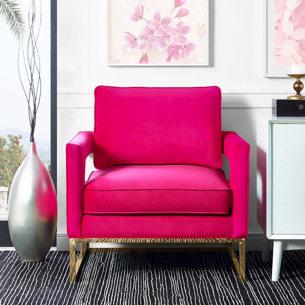 Avery Pink Velvet Chair. Picture 2
