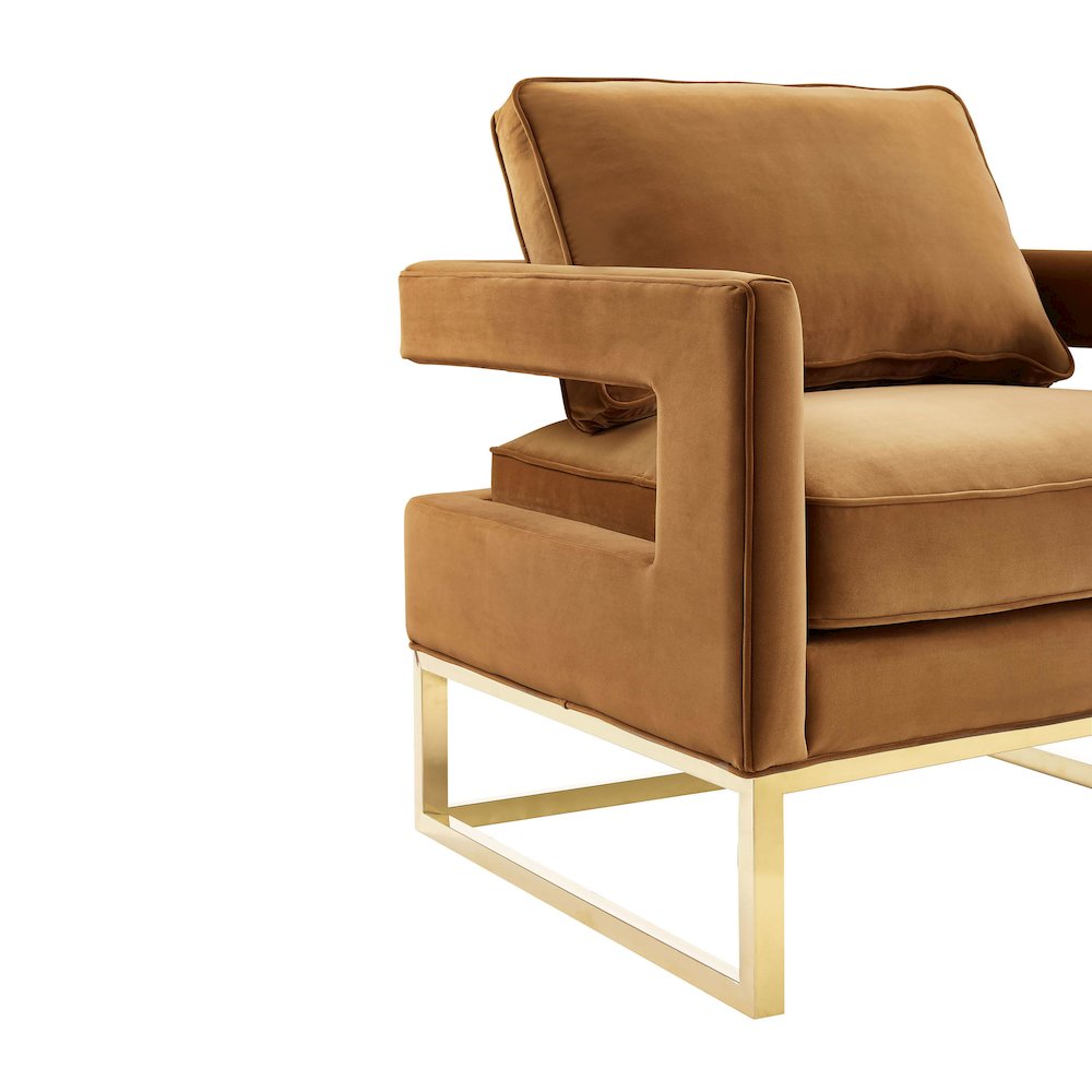Avery Cognac Velvet Chair. Picture 5