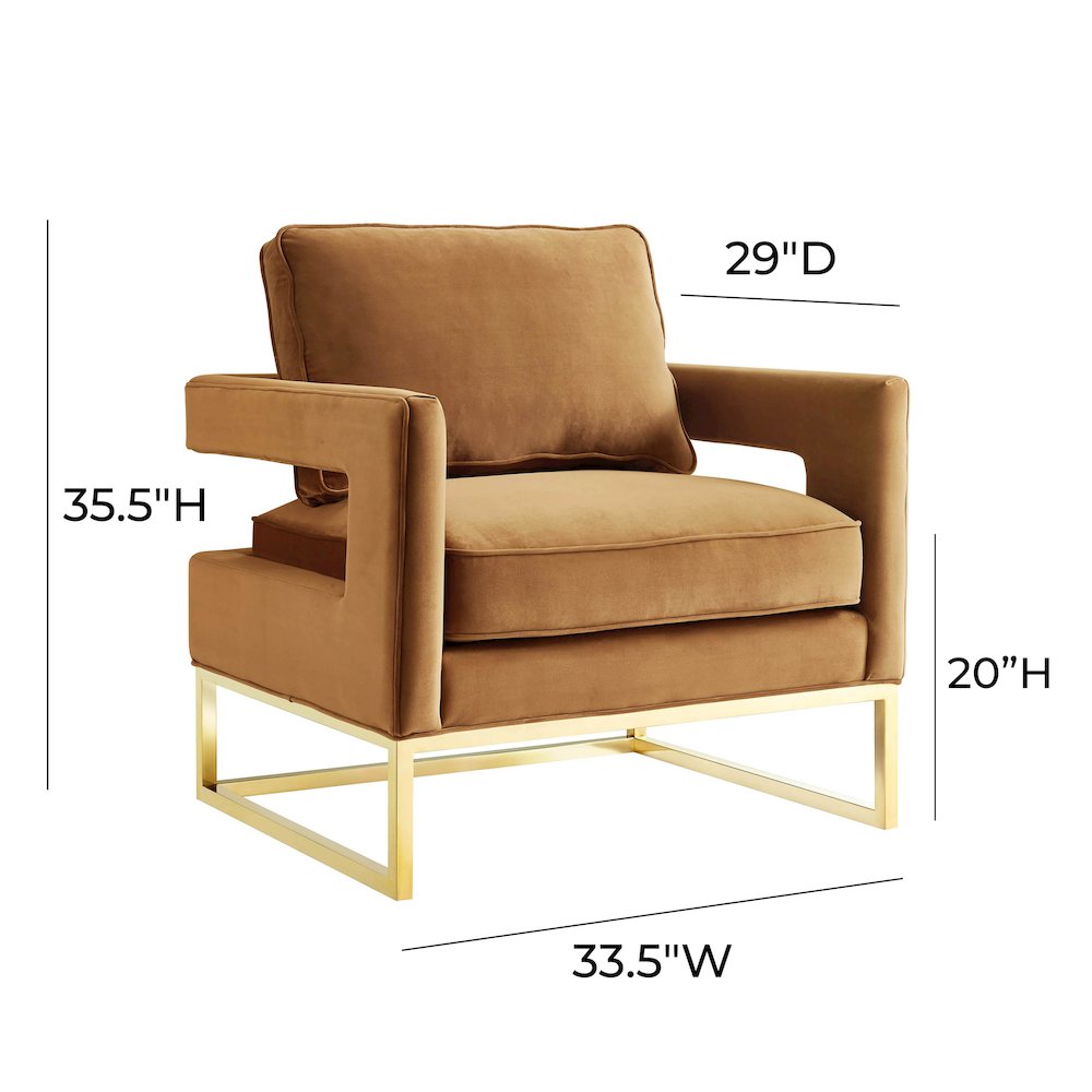 Avery Cognac Velvet Chair. Picture 6