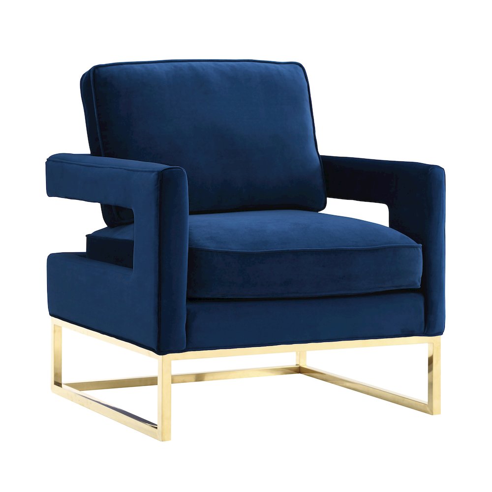 Avery Navy Velvet Chair. Picture 1