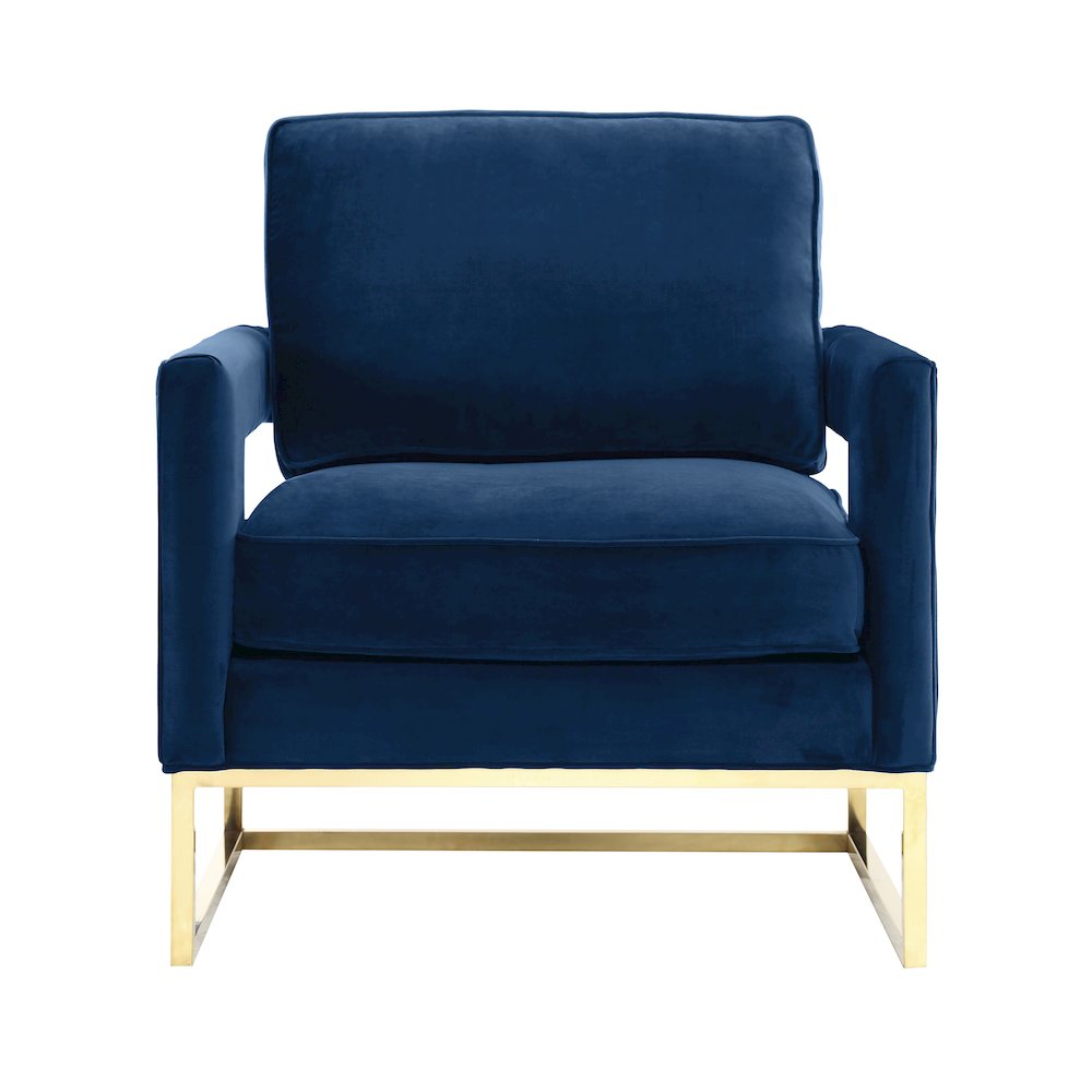 Avery Navy Velvet Chair. Picture 3