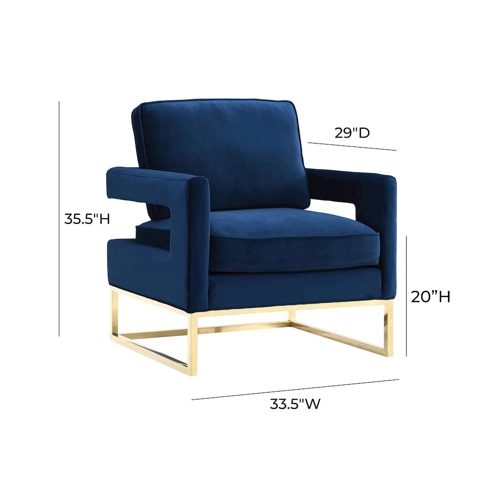 Avery Navy Velvet Chair. Picture 6