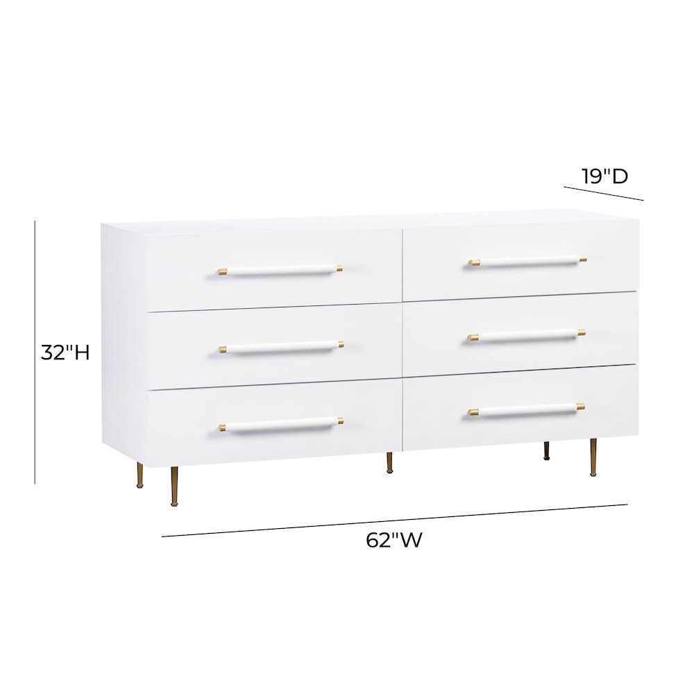 Trident White 6 Drawer Dresser. Picture 8