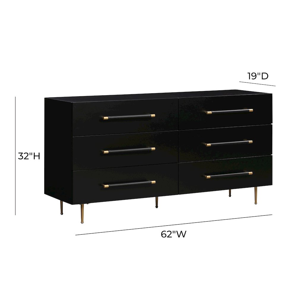 Trident Black 6 Drawer Dresser. Picture 8