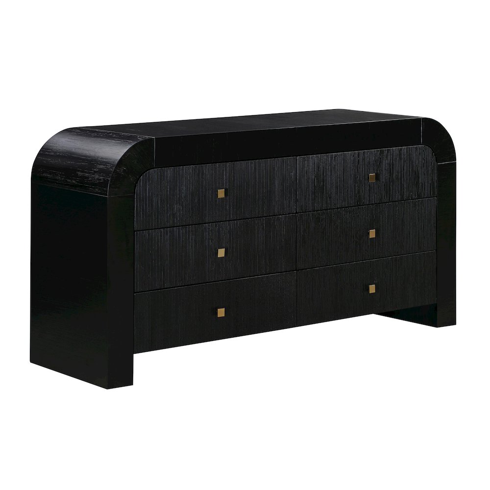 Hump 6 Drawer Black Dresser. Picture 1