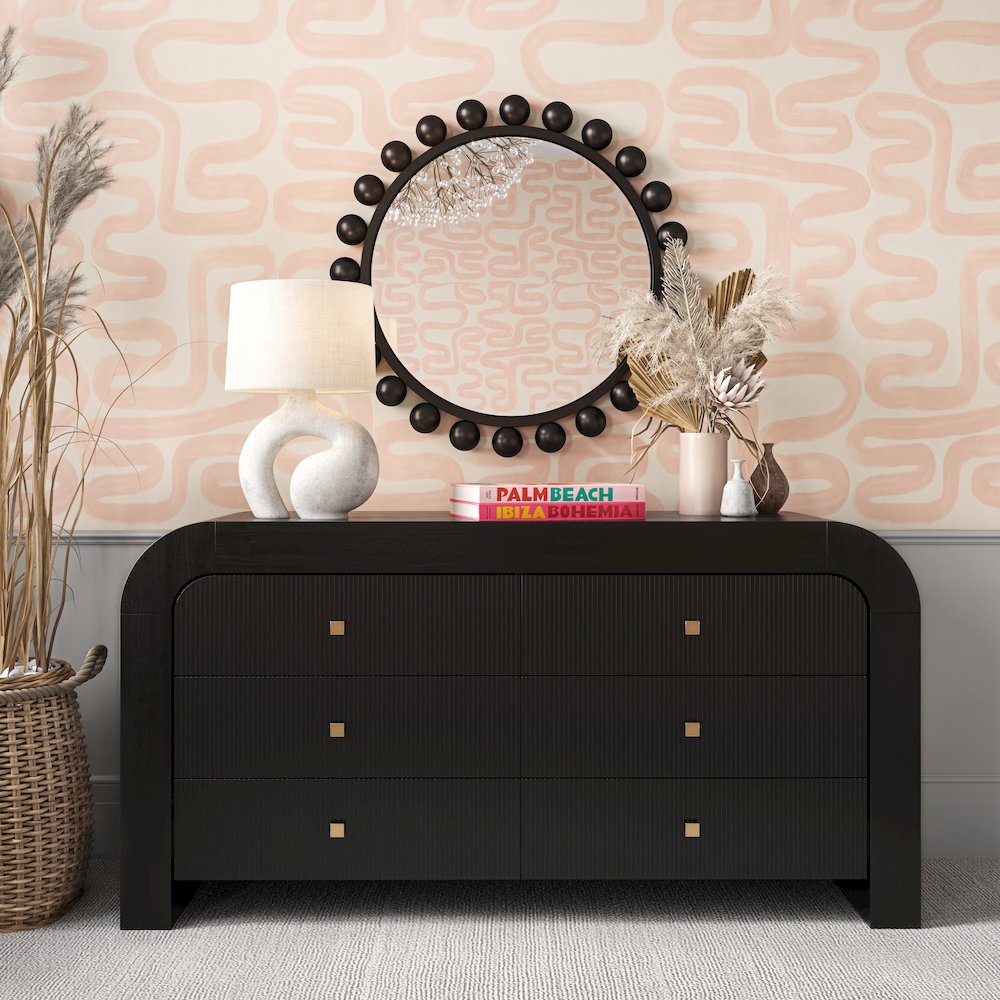 Hump 6 Drawer Black Dresser. Picture 2
