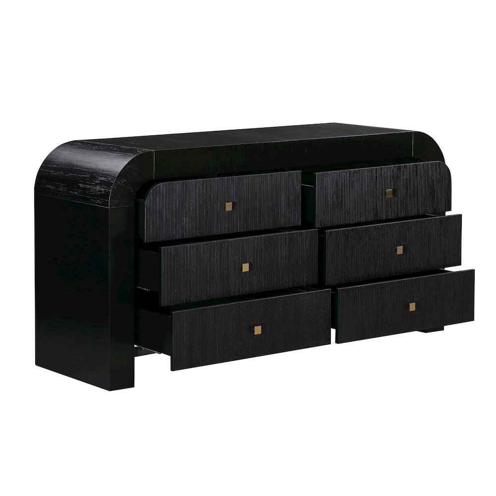 Hump 6 Drawer Black Dresser. Picture 4