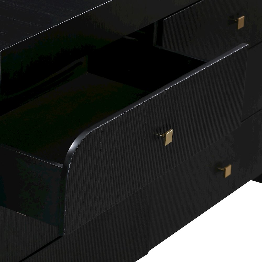 Hump 6 Drawer Black Dresser. Picture 6