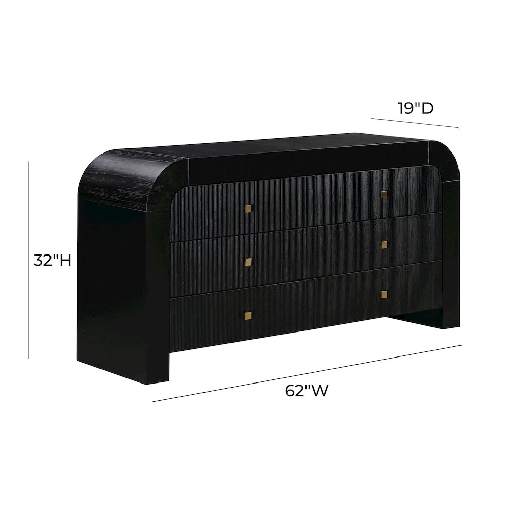 Hump 6 Drawer Black Dresser. Picture 9