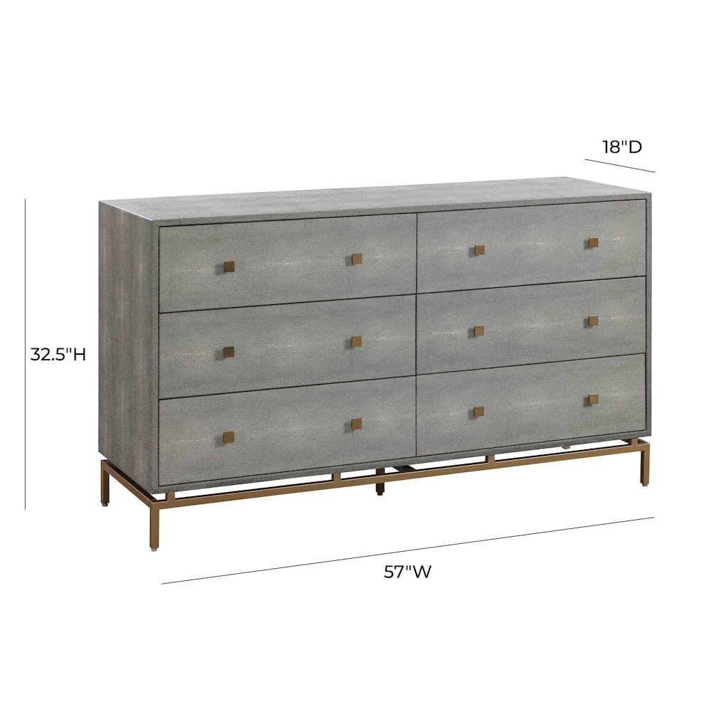 Pesce Shagreen 6 Drawer Dresser. Picture 8