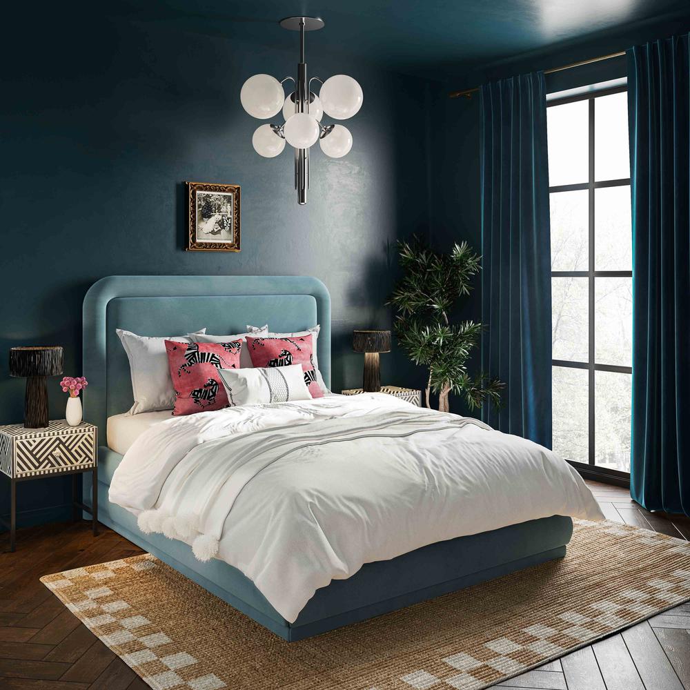 Briella Bluestone Velvet Bed in King. Picture 12