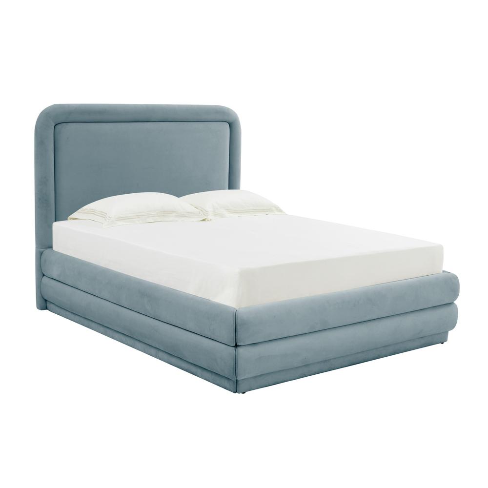 Briella Bluestone Velvet Bed in Queen. Picture 1