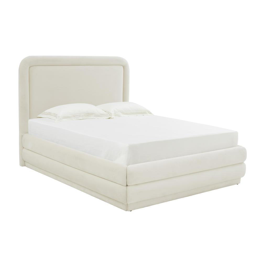 Briella Cream Velvet Bed in Full. Picture 1