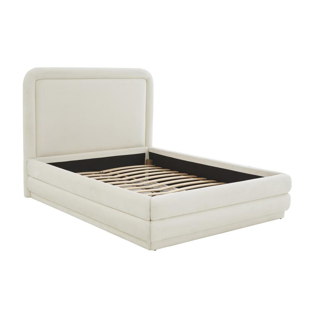 Briella Cream Velvet Bed in Full. Picture 3