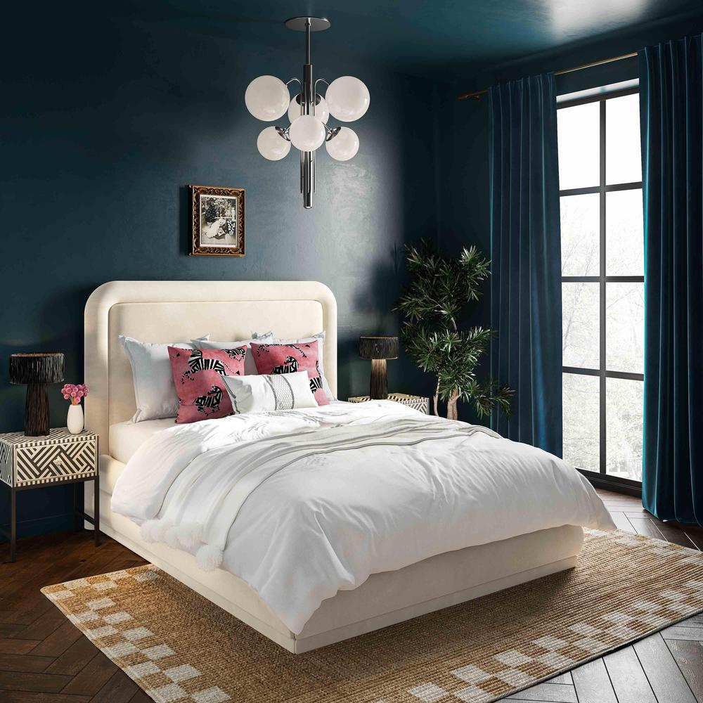 Briella Cream Velvet Bed in Full. Picture 6