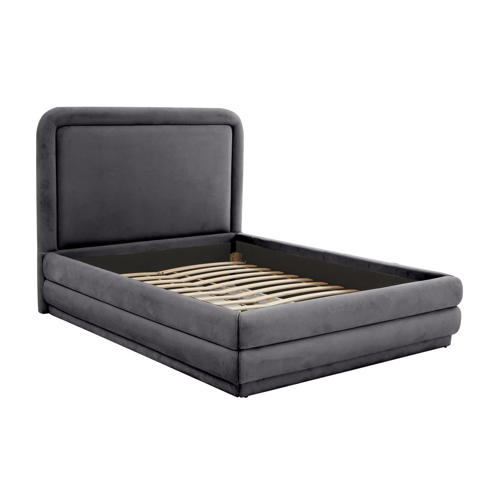 Briella Dark Grey Velvet Bed in Full. Picture 3