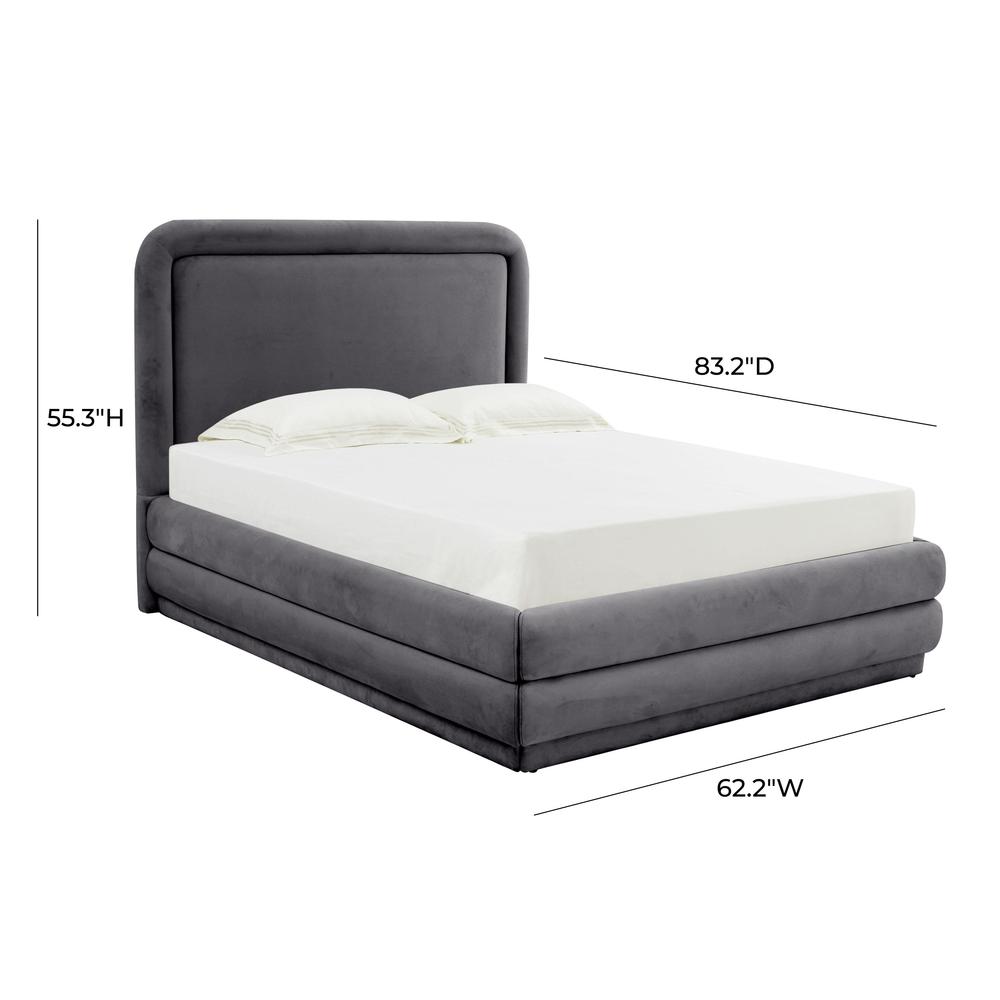 Briella Dark Grey Velvet Bed in Full. Picture 5