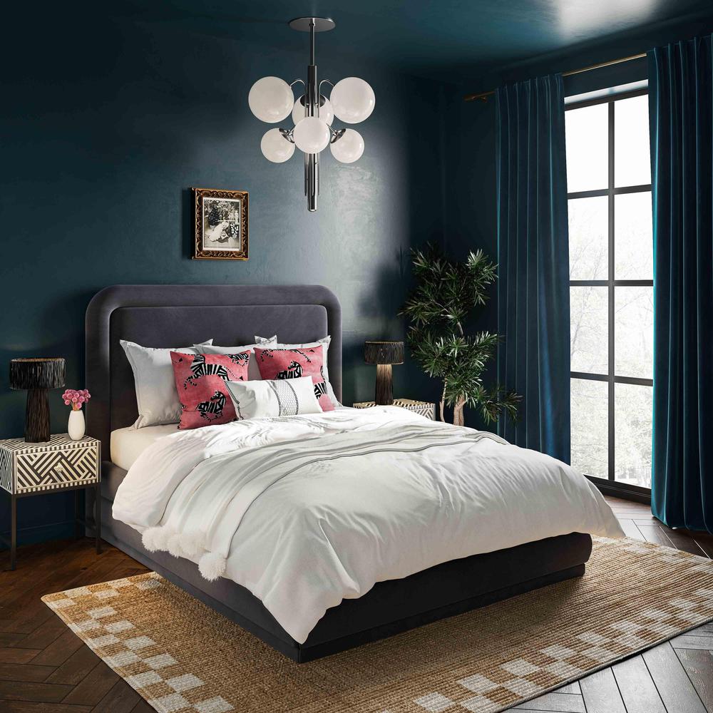 Briella Dark Grey Velvet Bed in Full. Picture 6