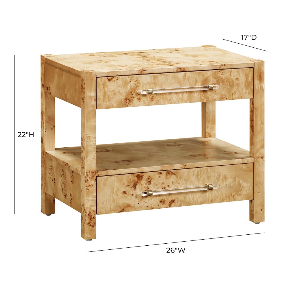 Brandyss Natural Burl Nightstand. Picture 9
